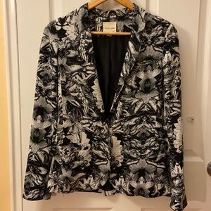 Floral Black and White Blazer